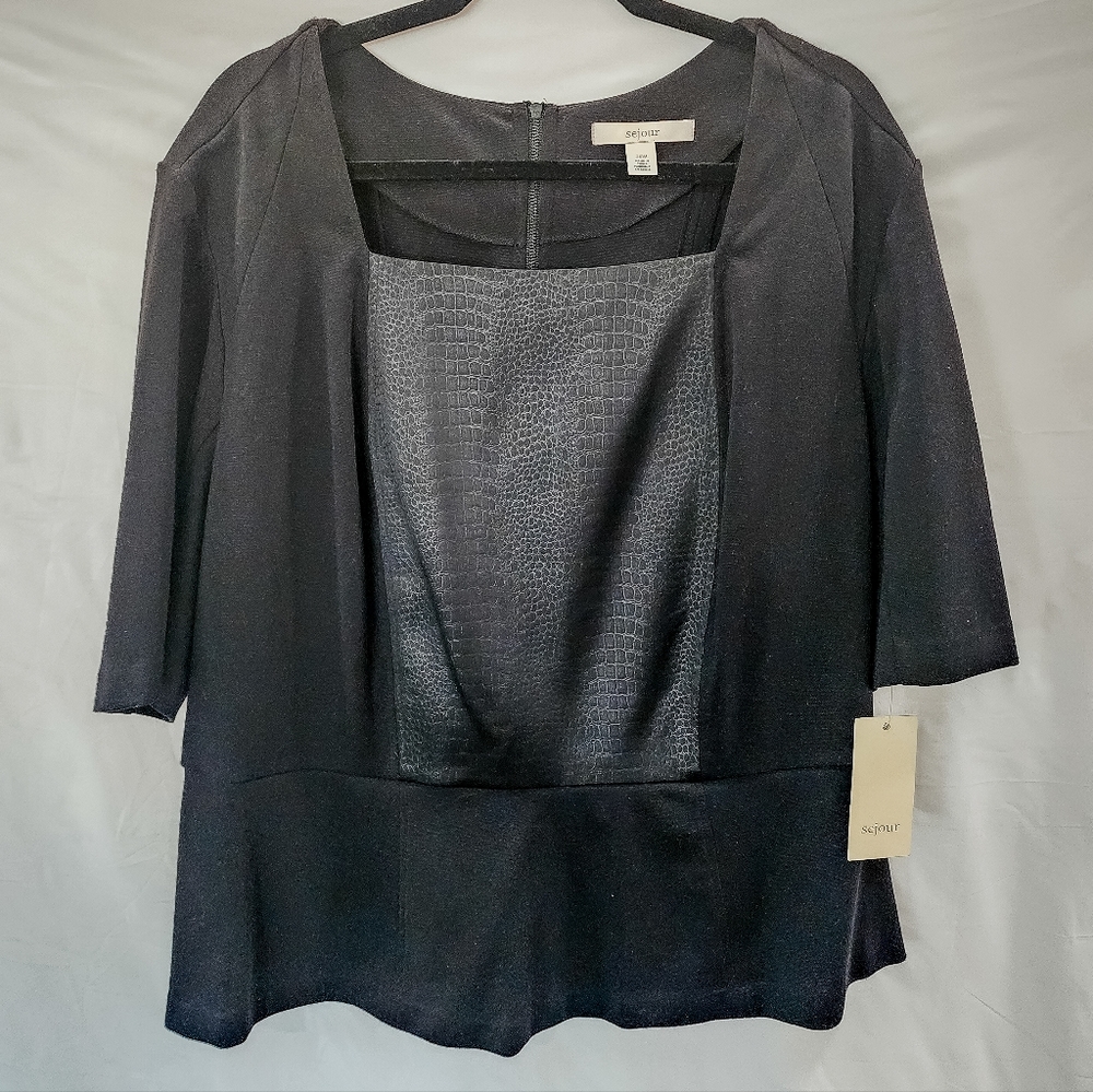 20W NWT Sejour black snake print peplum blouse